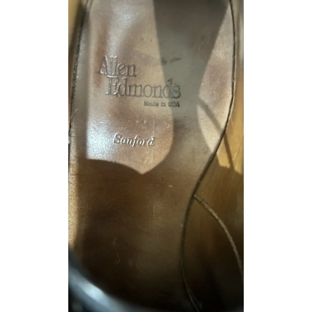10.5 ALLEN EDMONDS SANFORD Men's Cap Toe Shoes Derby Black‎ Leather Dress Prom